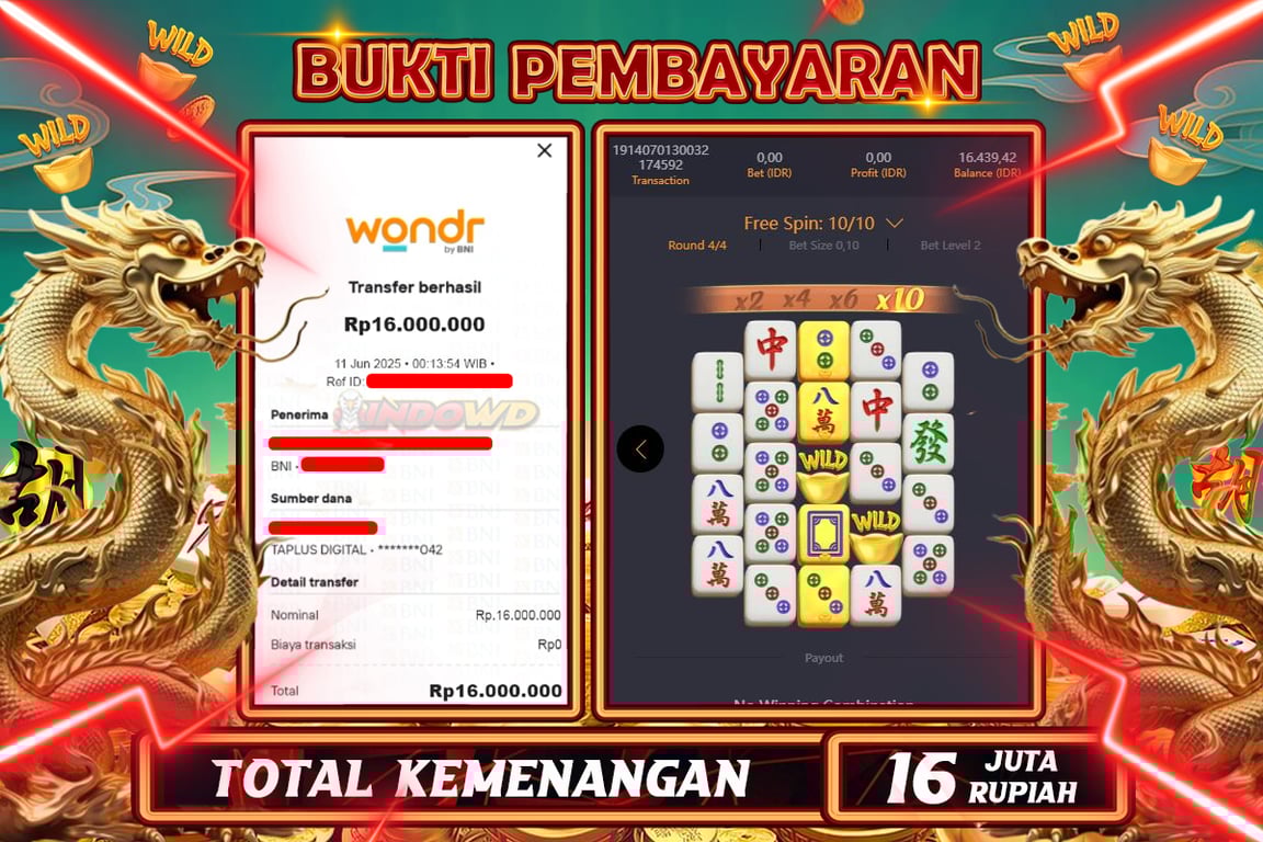 INDOWD JACKPOT SLOT MAHJONG WAYS 2 Rp16.000.000,- LUNAS