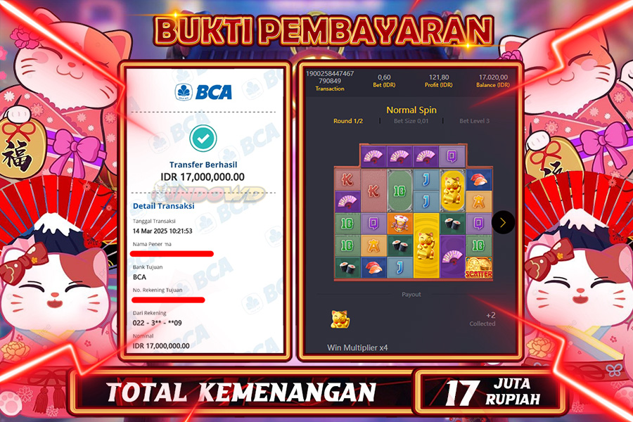 INDOWD JACKPOT SLOT LUCKY NEKO Rp.17.000.000,- LUNAS