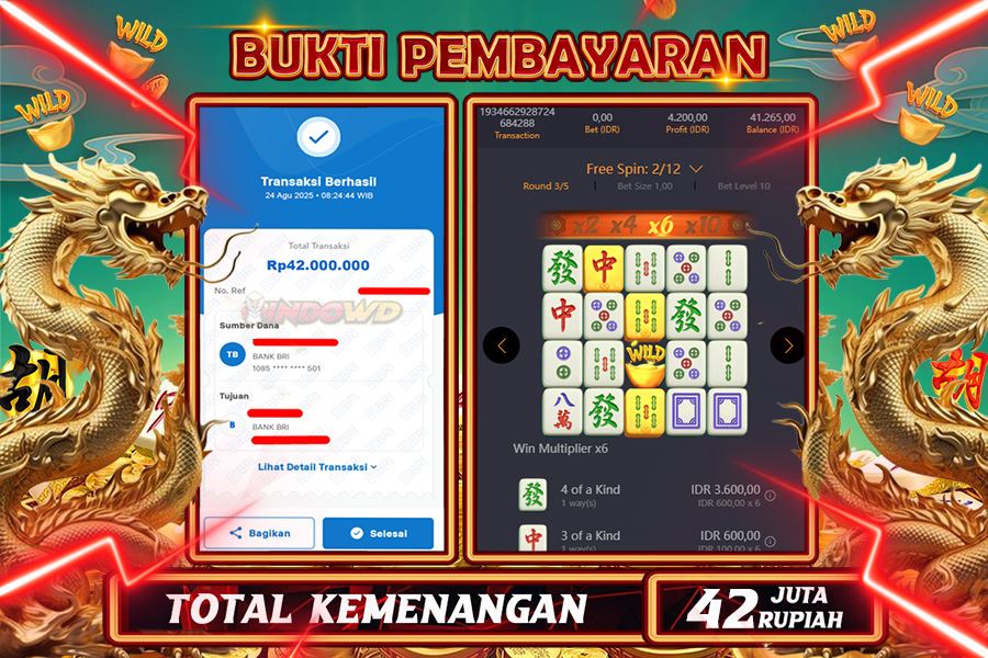 INDOWD JACKPOT SLOT MAHJONG WAYS 1 1000 Rp42.000.000,- LUNAS
