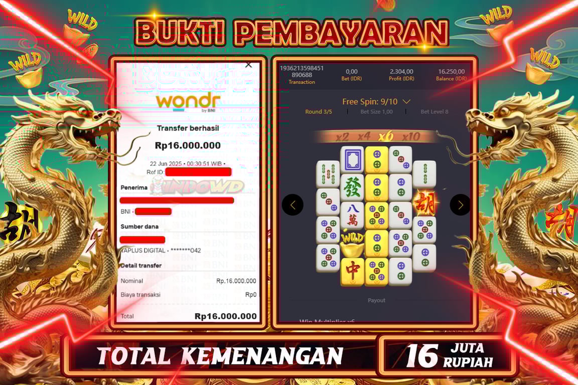 INDOWD JACKPOT SLOT MAHJONG WAYS 2 Rp16.000.000,- LUNAS