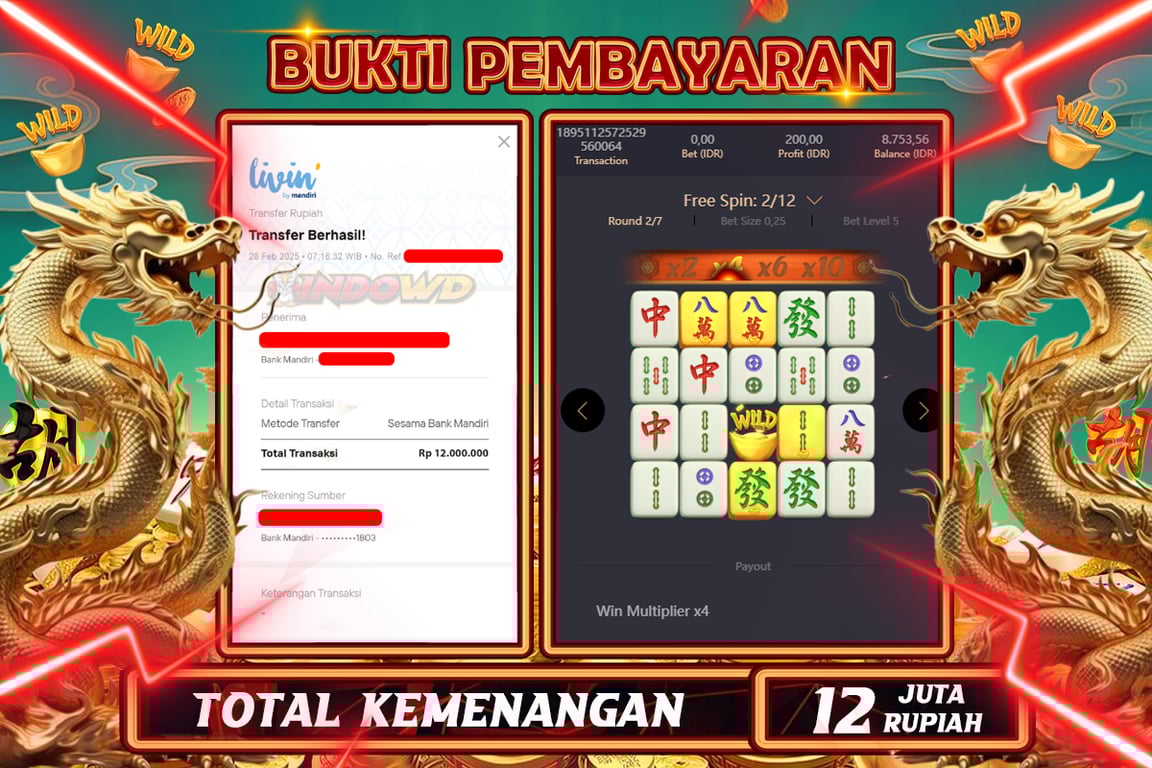 INDOWD JACKPOT SLOT MAHJONG WAYS 2 Rp12.000.000,- LUNAS