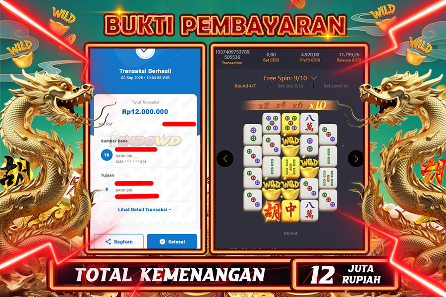 INDOWD JACKPOT SLOT MAHJONG WAYS 2 Rp12.000.000,- LUNAS
