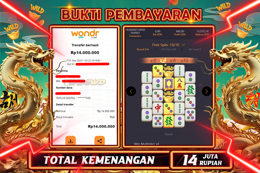 INDOWD JACKPOT SLOT MAHJONG WAYS 2 Rp14.000.000,- LUNAS