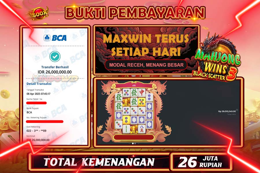 INDOWD JACKPOT SLOT MAHJONG WINS 3 BLACK SCATTER Rp26.000.000,- LUNAS