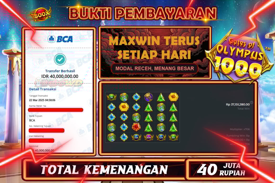 INDOWD JACKPOT SLOT GATES OF OLYMPUS 1000 Rp40.000.000,- LUNAS