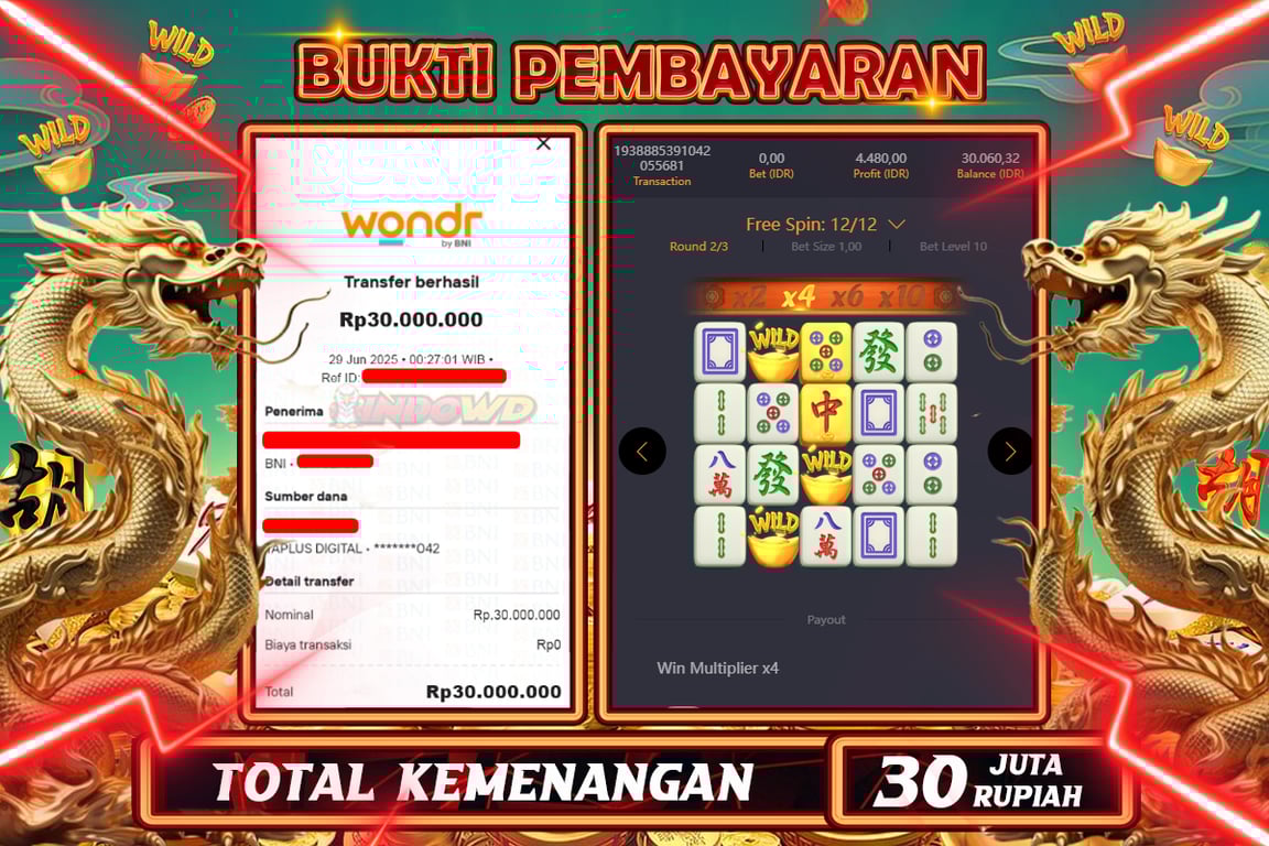 INDOWD JACKPOT SLOT MAHJONG WAYS 2 Rp30.000.000,- LUNAS