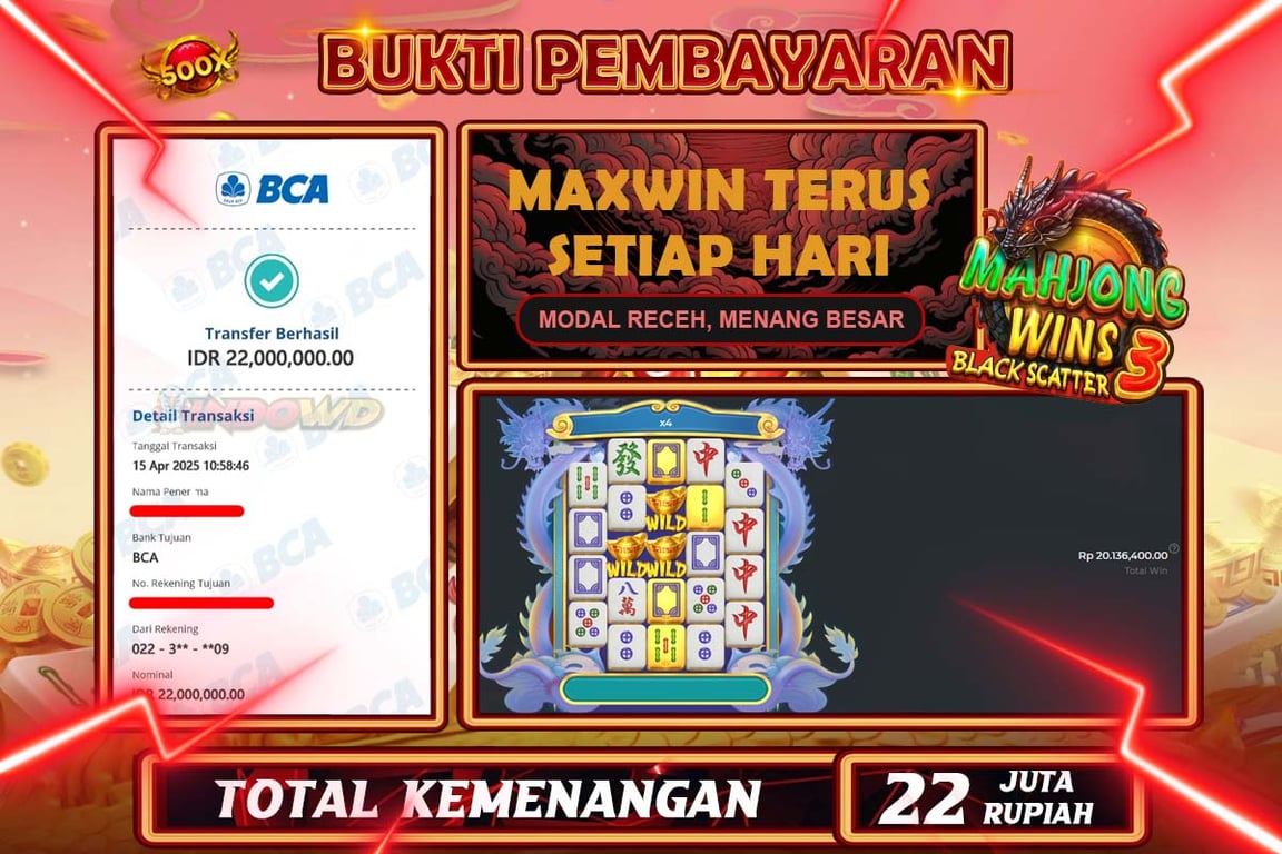 INDOWD JACKPOT SLOT MAHJONG WINS 3 BLACK SCATTER Rp22.000.000,- LUNAS