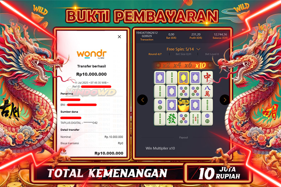 INDOWD JACKPOT SLOT MAHJONG WAYS 2 Rp10.000.000,- LUNAS