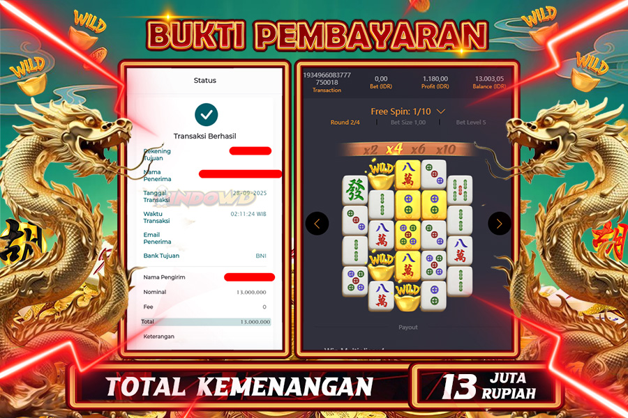 INDOWD JACKPOT SLOT MAHJONG WAYS 2 Rp13.000.000,- LUNAS