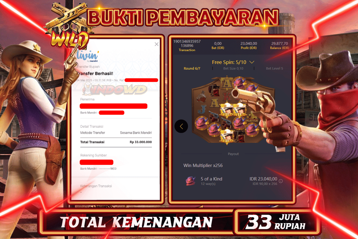 INDOWD JACKPOT SLOT WILD BOUNTY Rp33.000.000,- LUNAS