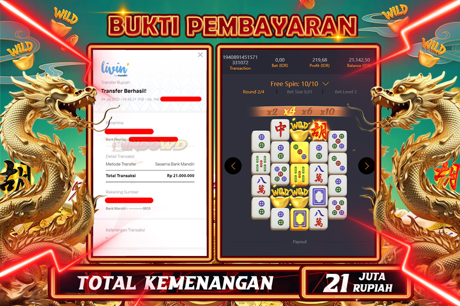 INDOWD JACKPOT SLOT MAHJONG WAYS 2 Rp21.000.000,- LUNAS