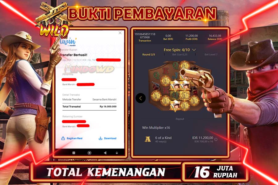 INDOWD JACKPOT SLOT WILD BOUNTY Rp16.000.000,- LUNAS