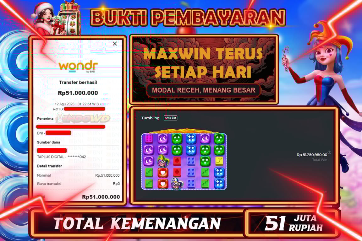 INDOWD JACKPOT SLOT SWEET BONANZA DICE Rp51.000.000,- LUNAS