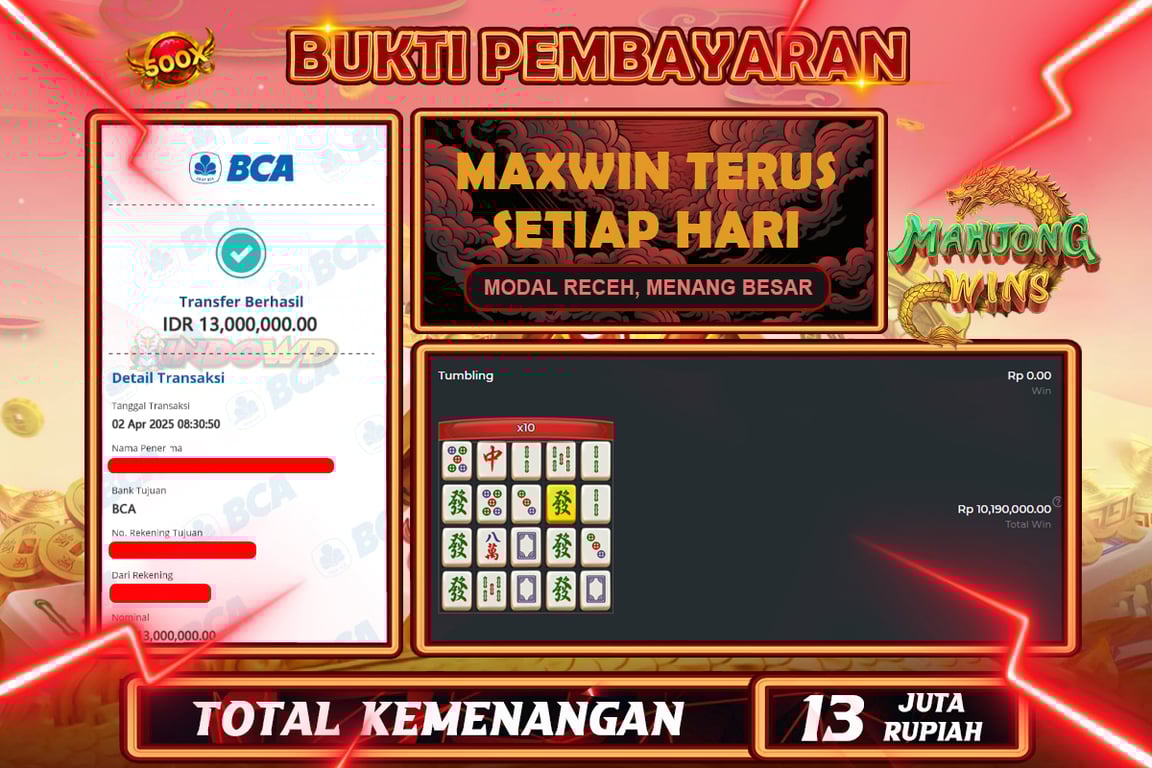 INDOWD JACKPOT SLOT MAHJONG WINS 3 BLACK SCATTER Rp13.000.000,- LUNAS