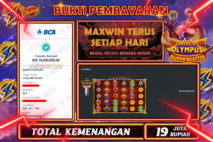 INDOWD JACKPOT SLOT GATES OF OLYMPUS SUPER Rp18.000.000,- LUNAS