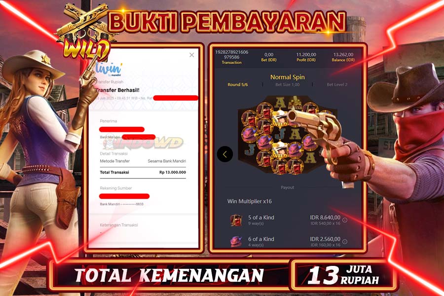 INDOWD JACKPOT SLOT WILD BOUNTY Rp13.000.000,- LUNAS