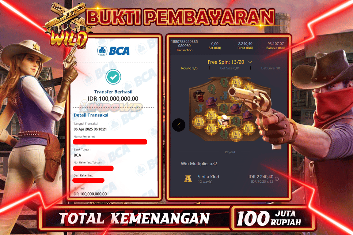 INDOWD JACKPOT SLOT WILD BOUNTY Rp100.000.000,- LUNAS