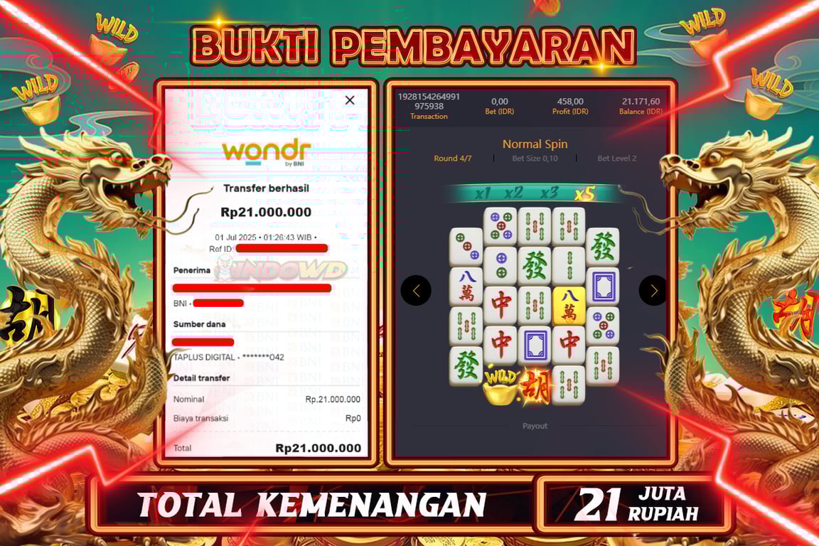 INDOWD JACKPOT SLOT MAHJONG WAYS 2 Rp21.000.000,- LUNAS