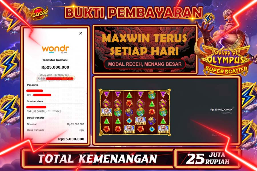 INDOWD JACKPOT SLOT GATES OF OLYMPUS SUPER  Rp25.000.000,- LUNAS