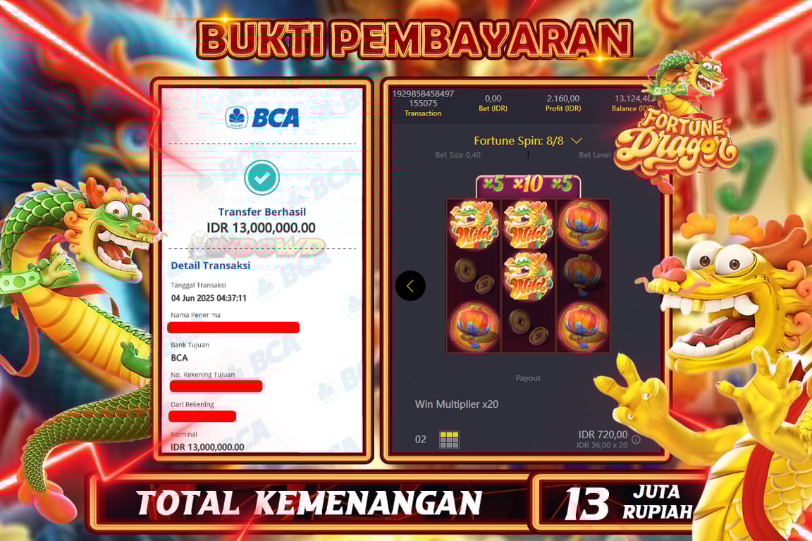 INDOWD JACKPOT SLOT FORTUNE DRAGON  Rp13.000.000,- LUNAS