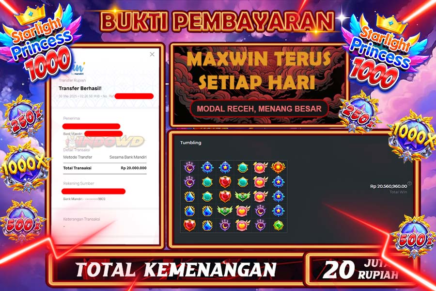 INDOWD JACKPOT SLOT STARLIGHT PRINCES 1000 Rp20.000.000,- LUNAS