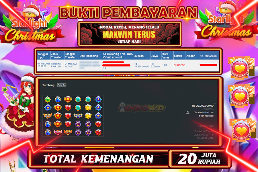 INDOWD JACKPOT SLOT STARLIGHT CHIRSTMAS Rp20.000.000,- LUNAS
