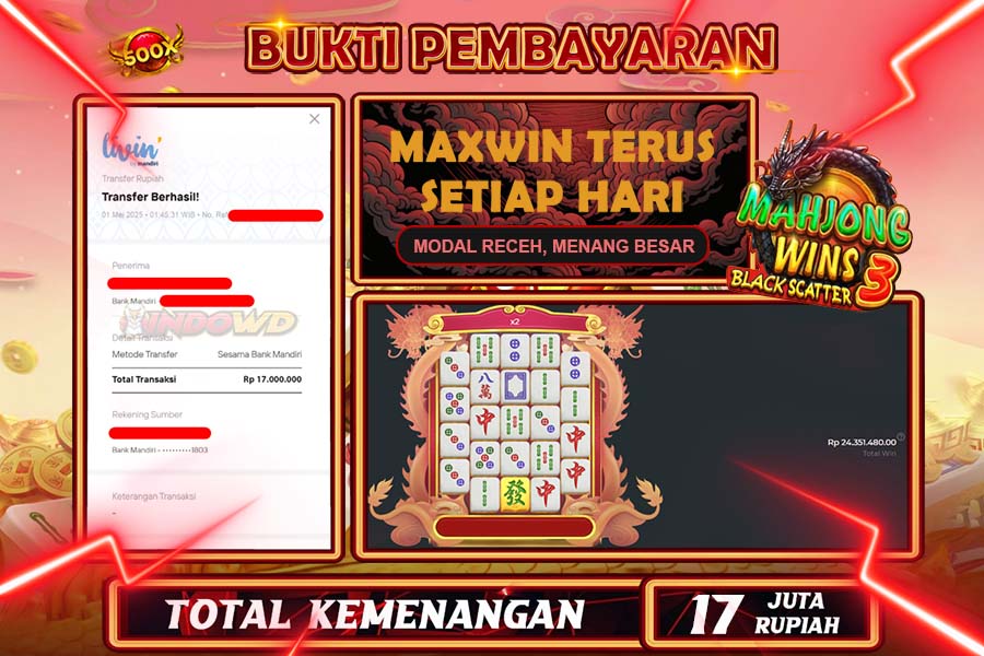 INDOWD JACKPOT SLOT MAHJONG WINS 3 BlACK SCATTER  Rp17.000.000,- LUNAS