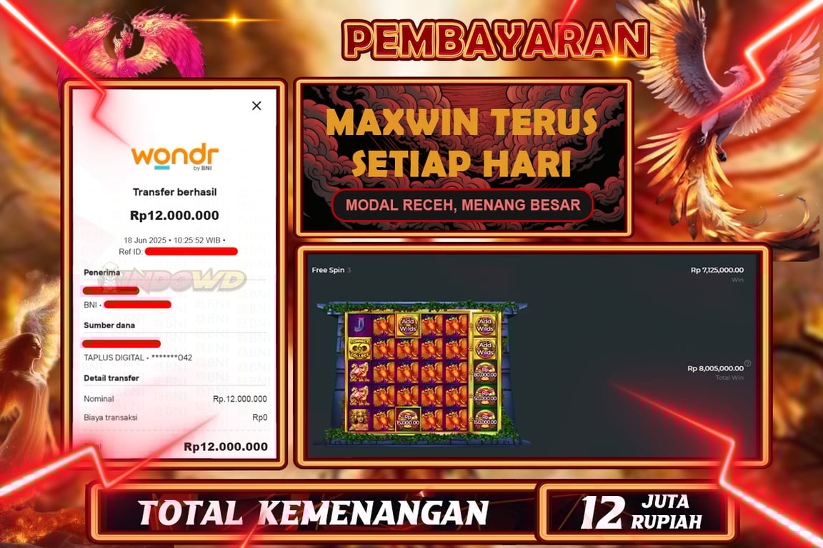 INDOWD JACKPOT SLOT FIRE BIRD SPIRIT Rp12.000.000,- LUNAS