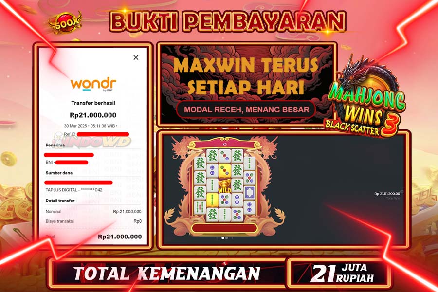 INDOWD JACKPOT SLOT MAHJONG WINS 2 Rp21.000.000,- LUNAS