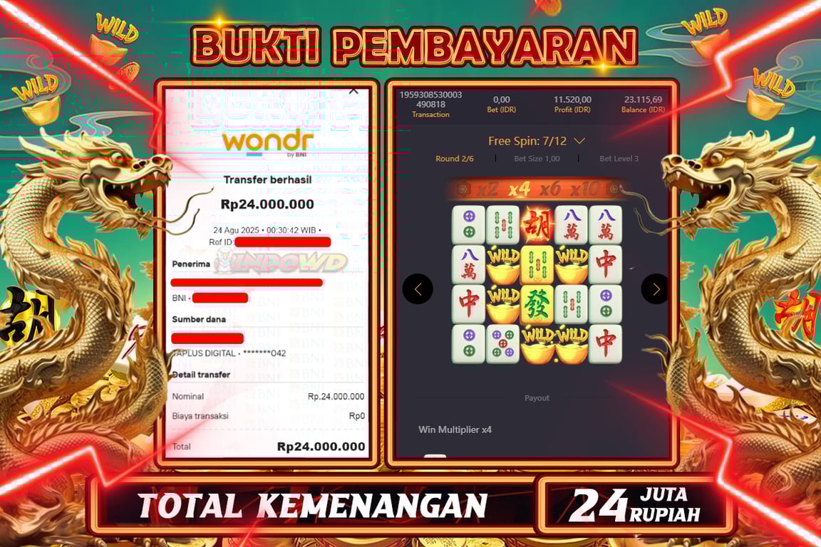INDOWD JACKPOT SLOT MAHJONG WAYS 2 Rp24.000.000,- LUNAS