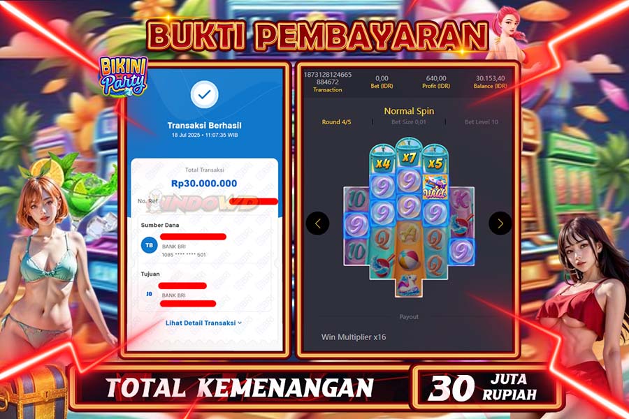 INDOWD JACKPOT SLOT BIKINI PAREDISE Rp30.000.000,- LUNAS