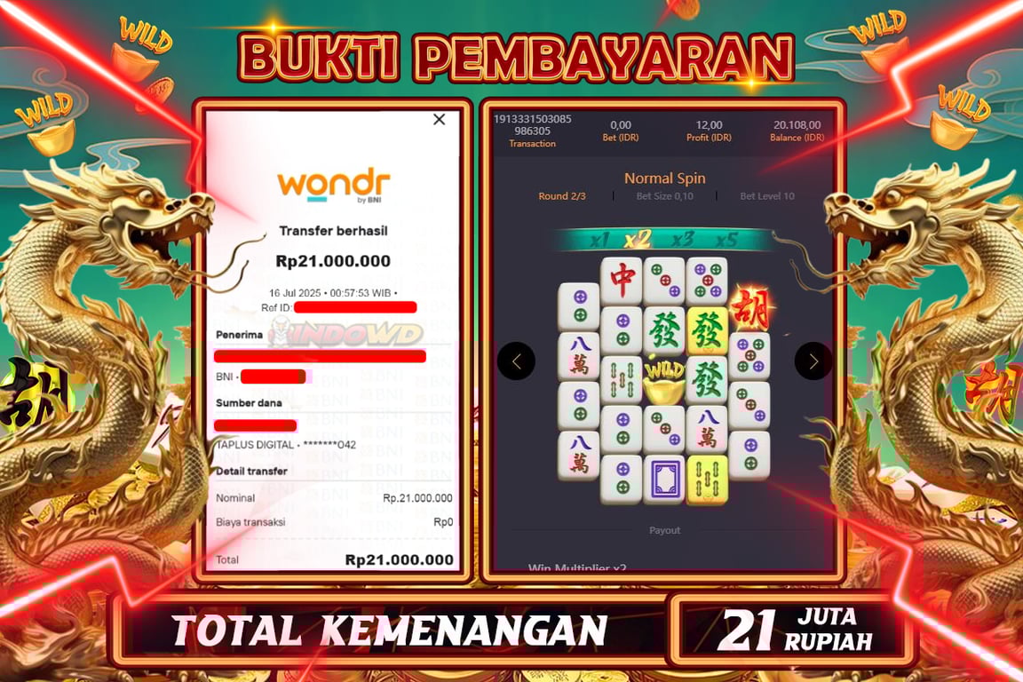 INDOWD JACKPOT SLOT MAHJONG WAYS 2 Rp21.000.000,- LUNAS