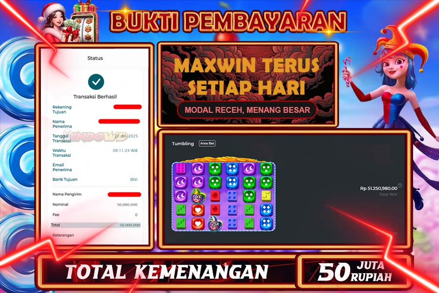 INDOWD JACKPOT SLOT BONANZA DICE Rp50.000.000,- LUNAS
