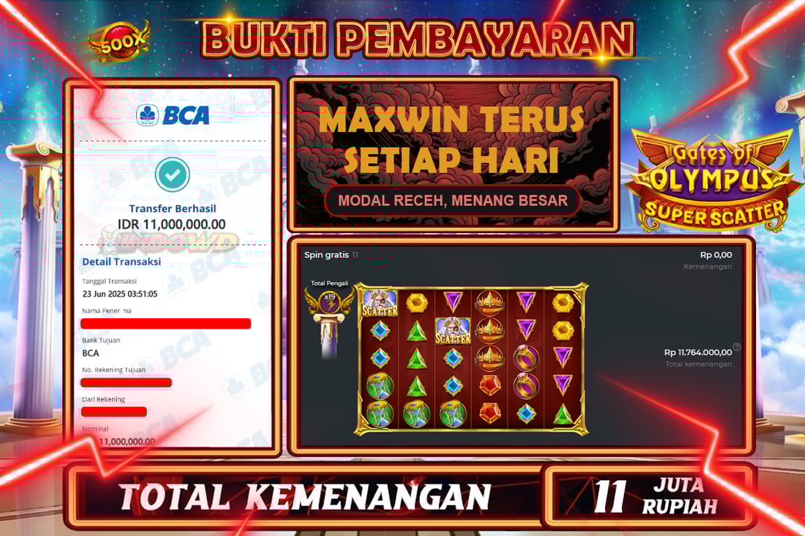 INDOWD JACKPOT SLOT GATES OF OLYMPUS 1000 Rp11.000.000,- LUNAS