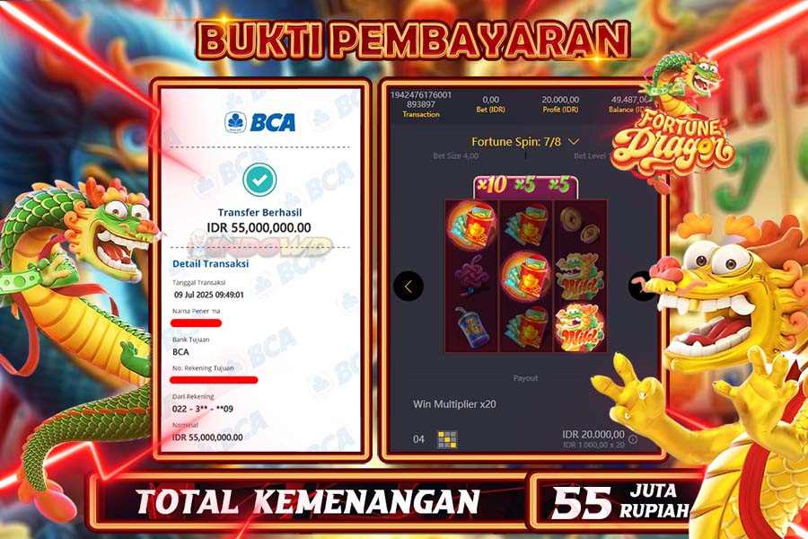 INDOWD JACKPOT SLOT DRAGON FORTUNE Rp55.000.000,- LUNAS