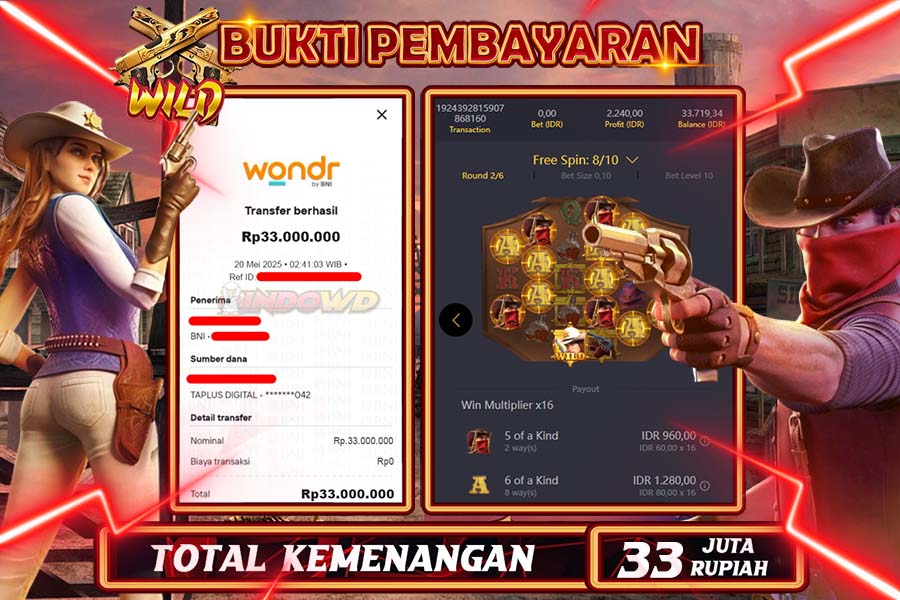 INDOWD JACKPOT SLOT WILD BOUNTY  Rp33.000.000,- LUNAS