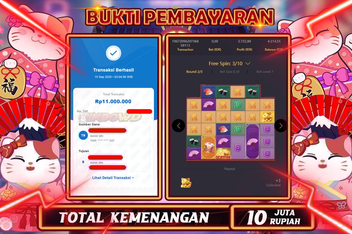 INDOWD JACKPOT SLOT LUCKY NEKO Rp11.000.000,- LUNAS