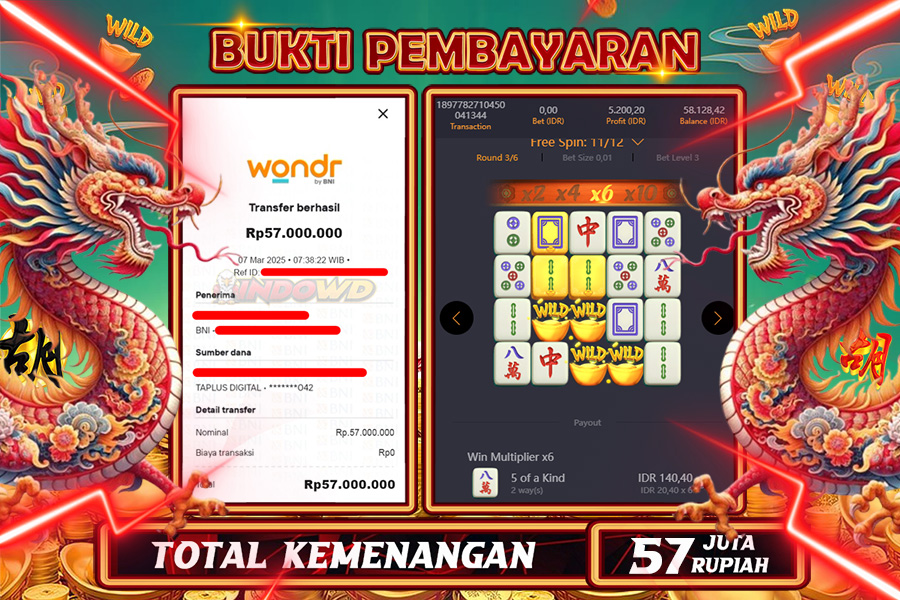 INDOWD JACKPOT SLOT MAHJONG WAYS 2 Rp57.000.000,- LUNAS
