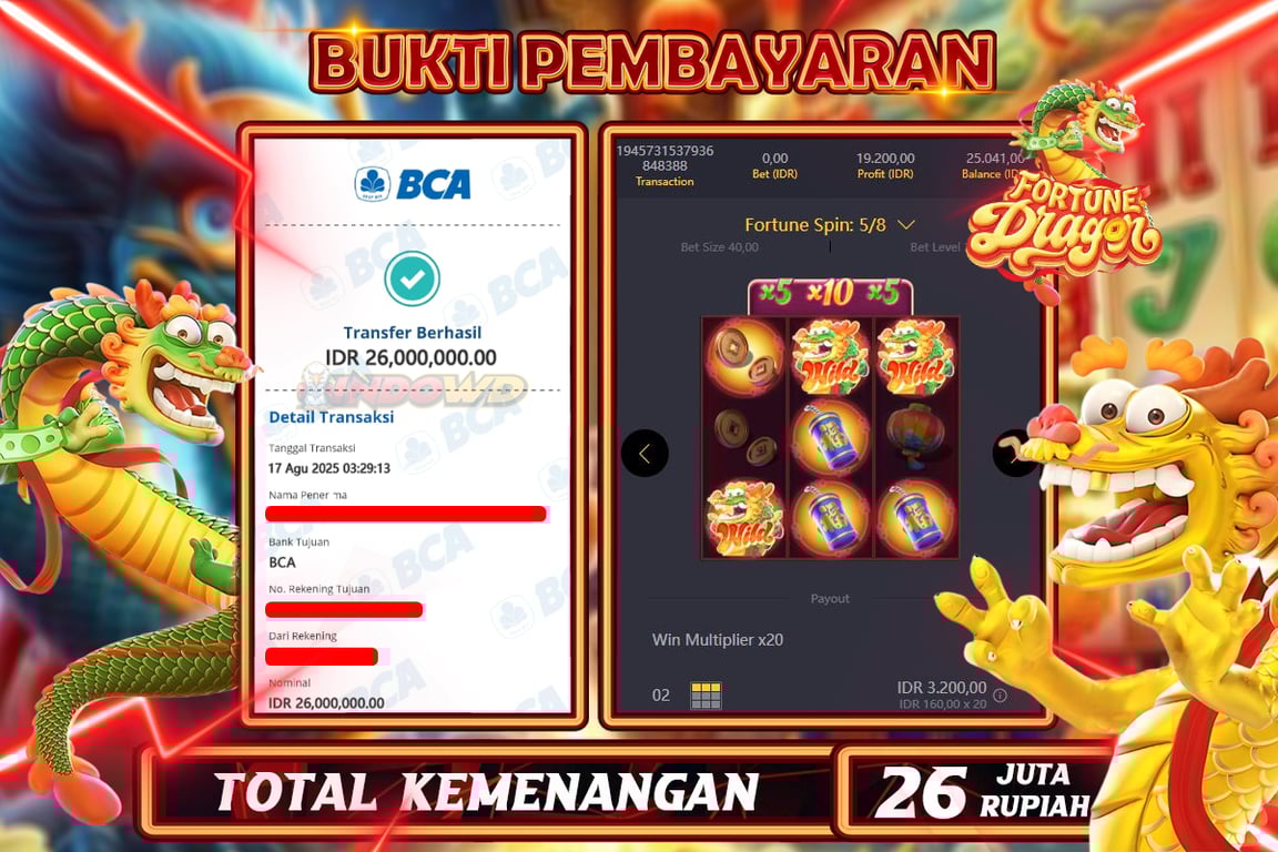 INDOWD JACKPOT SLOT FORTUNE DRAGON Rp.26.000.000,- LUNAS