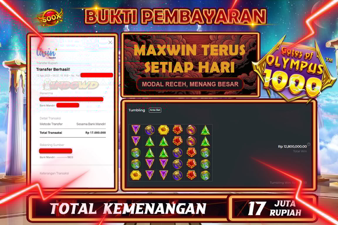 INDOWD JACKPOT SLOT GATES OF OLYMPUS 1000 Rp17.000.000,- LUNAS