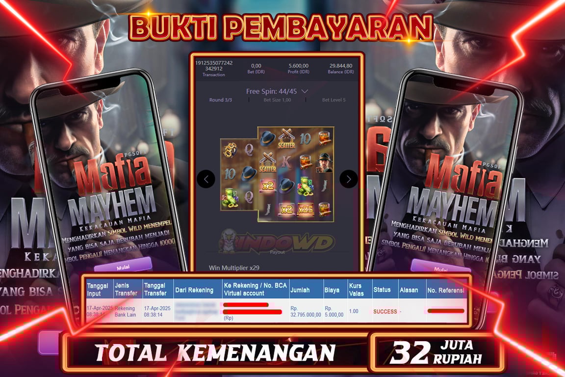 INDOWD JACKPOT SLOT MAFIA MAYHEM Rp32.800.000,- LUNAS