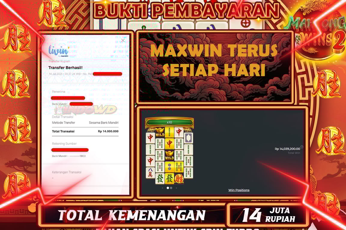 INDOWD JACKPOT SLOT MAHJONG WINS 2 Rp14.000.000,- LUNAS
