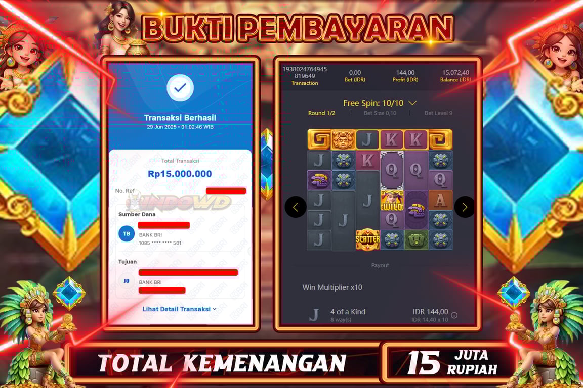 INDOWD JACKPOT SLOT AZTEC GAME Rp15.000.000,- LUNAS