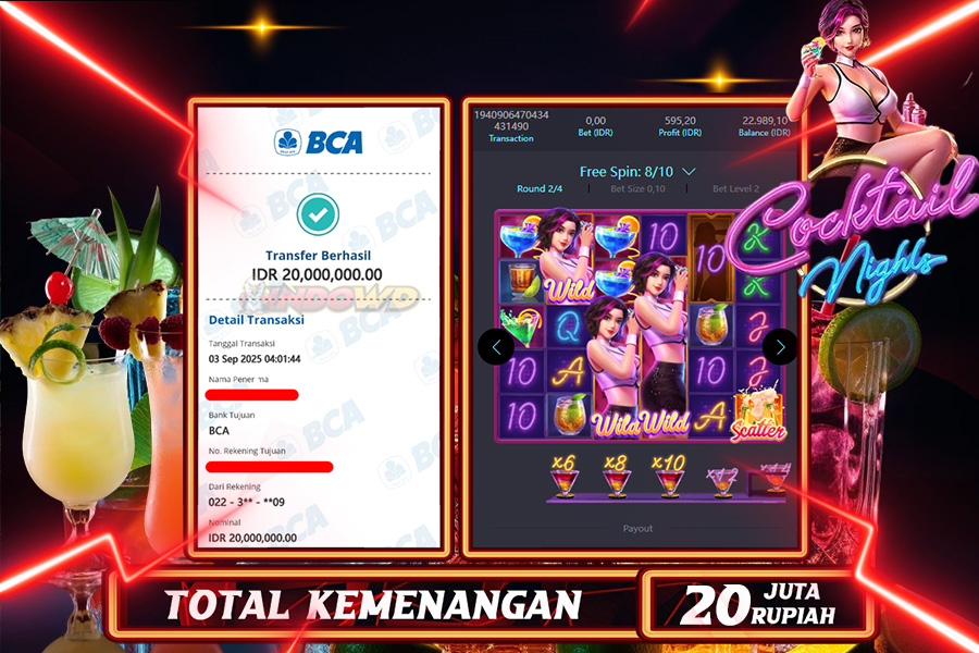 INDOWD JACKPOT SLOT COKOTAIL NIGHT  Rp20.000.000,- LUNAS