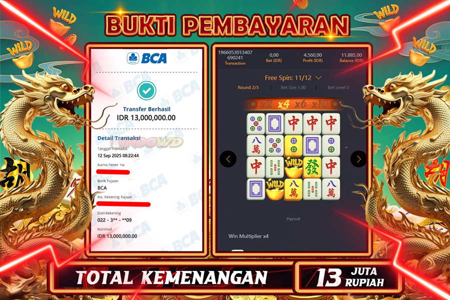 INDOWD JACKPOT SLOT MAHJONG WAYS 1 Rp13.000.000,- LUNAS