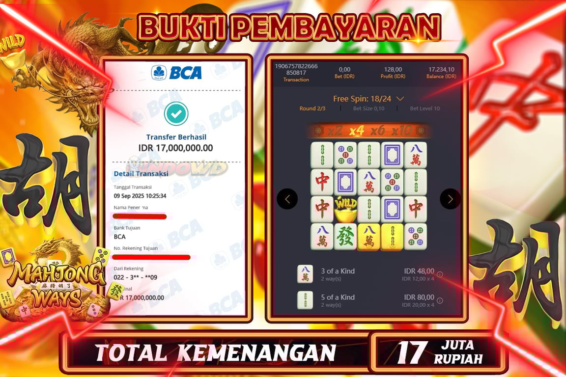 INDOWD JACKPOT SLOT MAHJONG WAYS 1 Rp17.000.000,- LUNAS