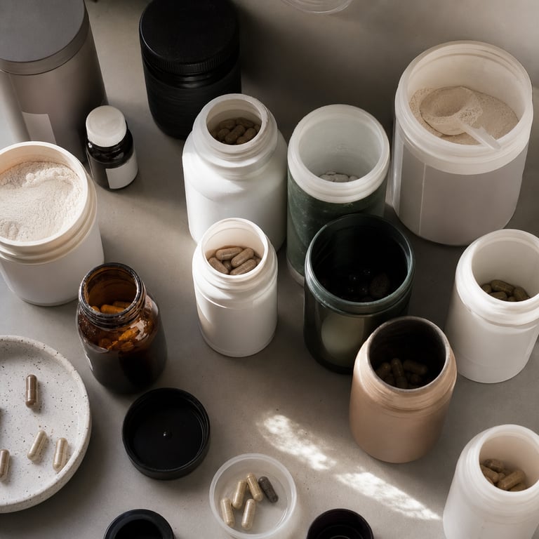A single AG1 canister replacing a cluttered shelf of supplement jars