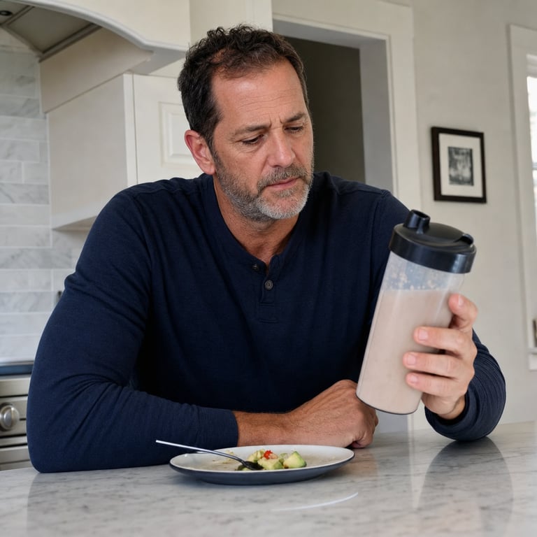 Protein shake on a kitchen counter