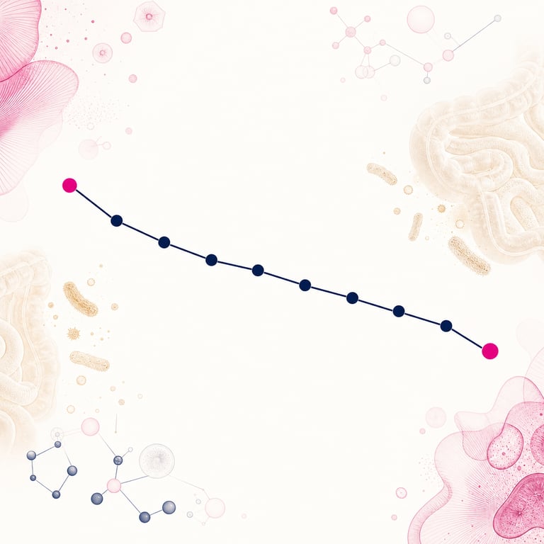 Editorial scientific data visualization showing a downward clinical trend over 10 weeks