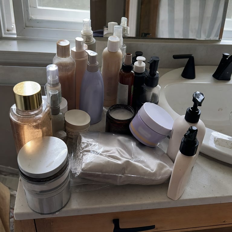 A pile of haircare products that didn't work